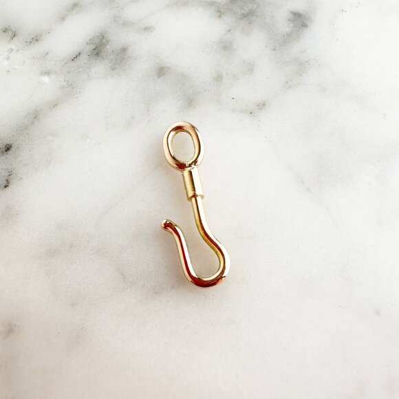 Solid Yellow Gold 18K Hook Charm clip for Add on charms, Charm clip enhancer - Picture 3 of 5